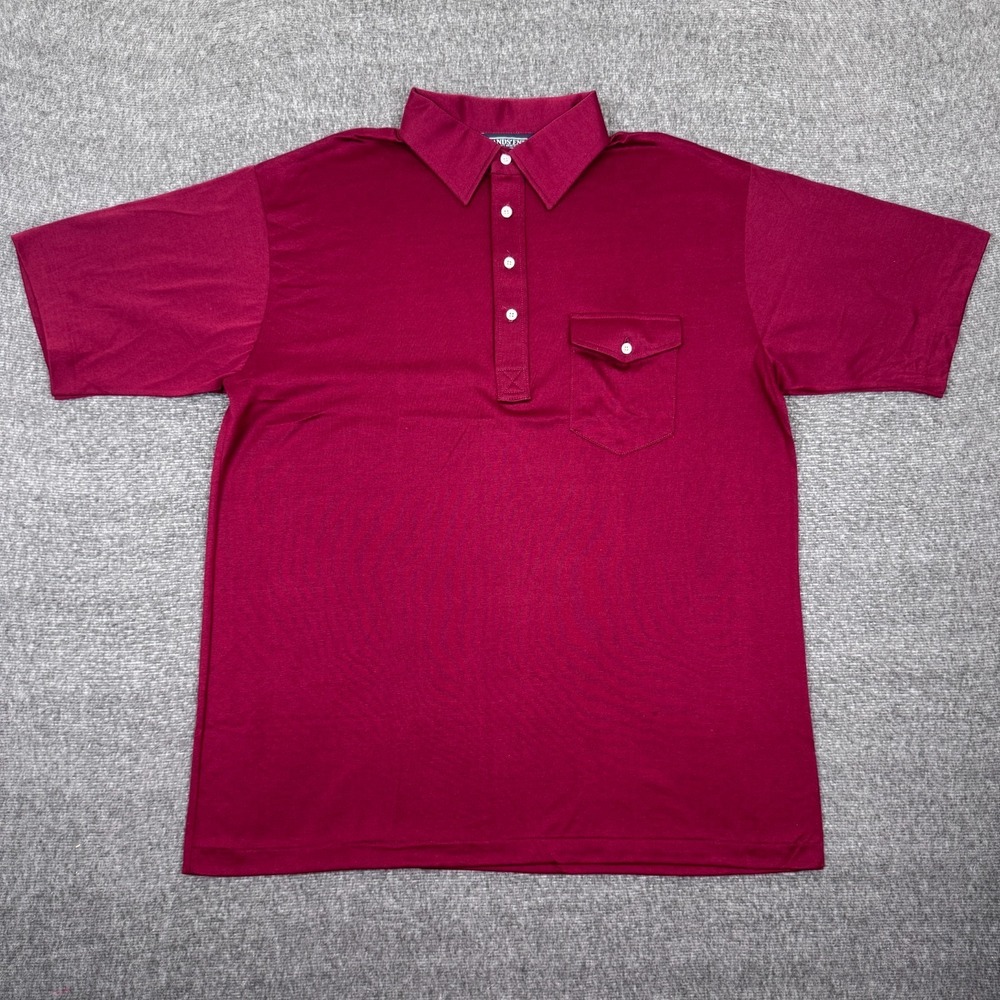 Vintage Lands End Polo Shirt Mens XL‎ Burgundy Eagle Rugby Deadstock USA 80s NWT